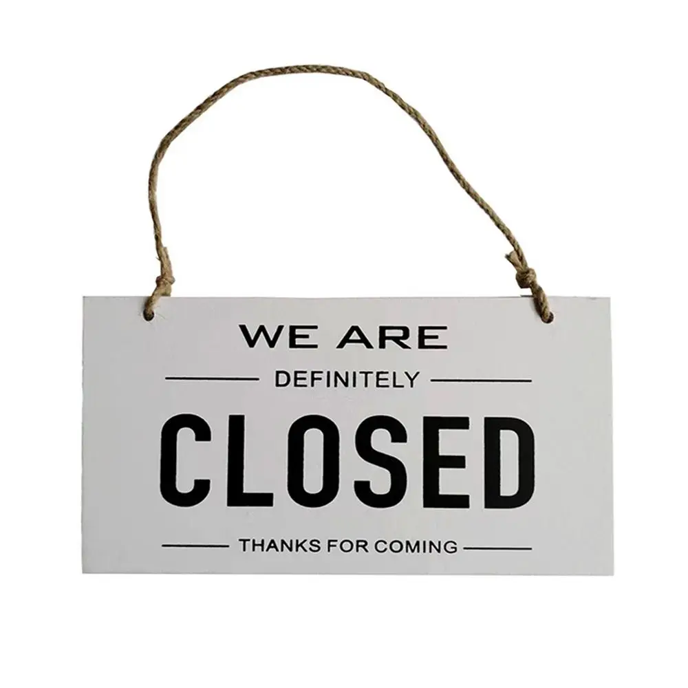 Double Sided Open Closed Door Sign Wall Vintage Road Guide Sign Rustic Door Hanger Wood for Restaurant Coffee