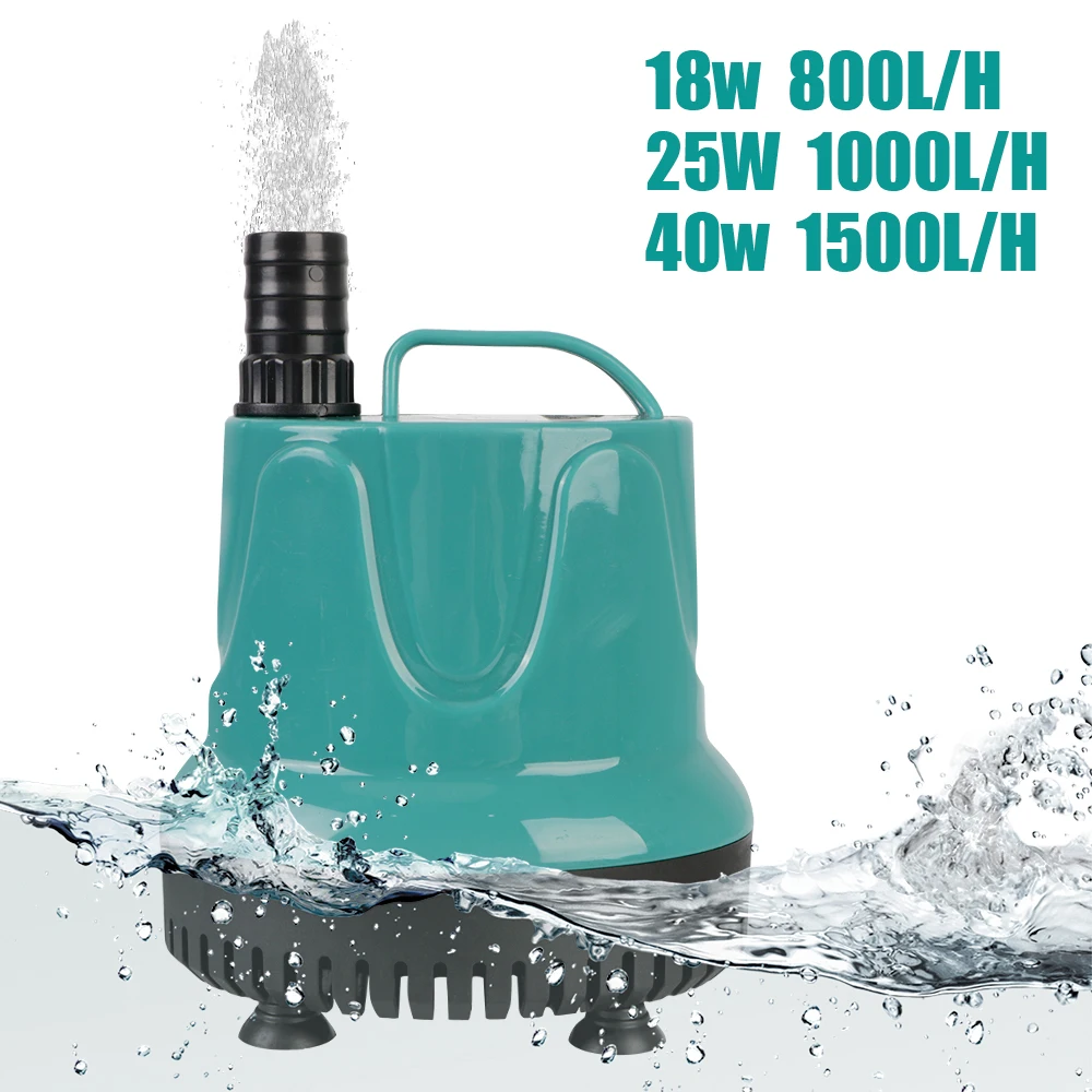 18W 25W 40W Aquarium Fish Pond Tank Spout Filtration Cleaning Quiet Submersible Water Fountain Pump 800-1500L/H