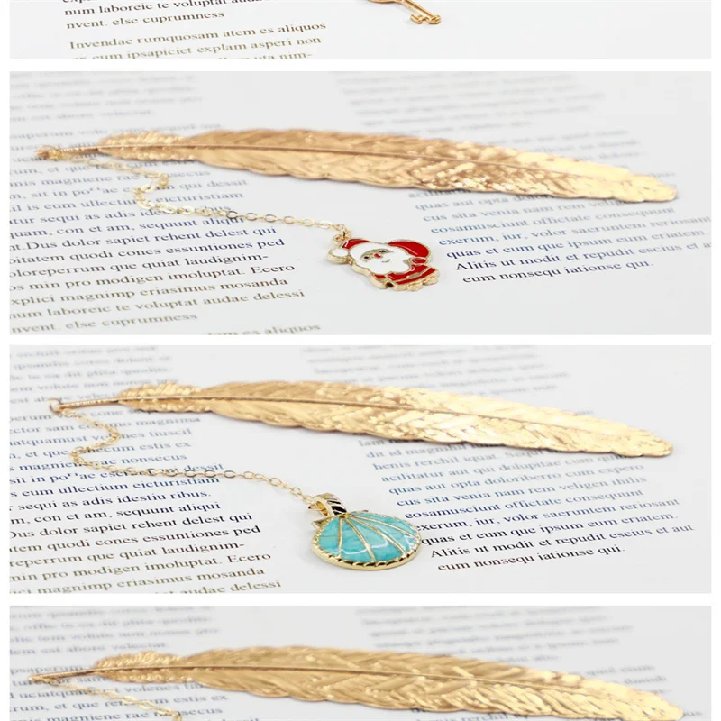 Marcapáginas de plumas de Metal, conchas de llave, colgante de copo de nieve, latón creativo clásico de estilo chino, regalo de Navidad, nuevo 2024