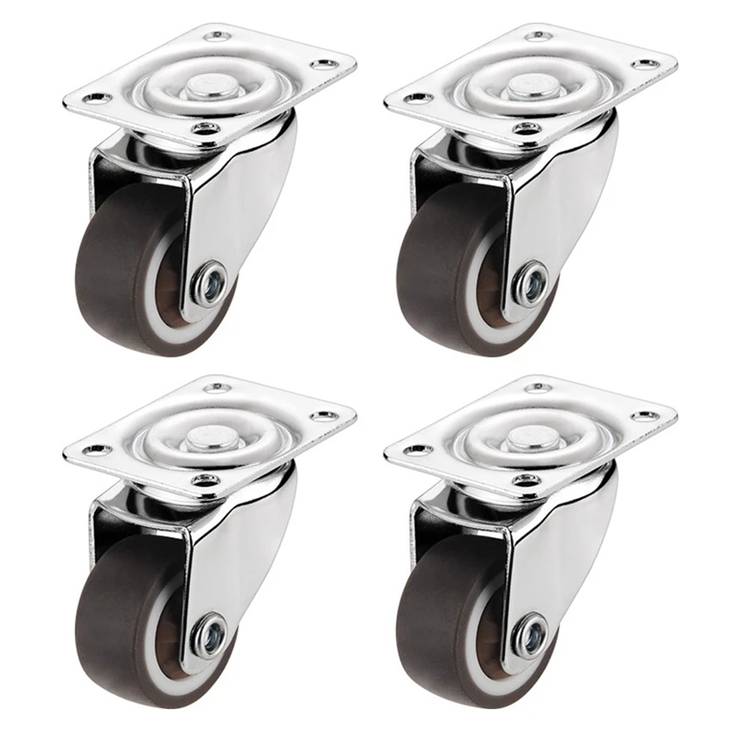 

4PCS Furniture Casters Wheels Swivel Caster Silver Roller Wheel With Brake For Platform Trolley Chair