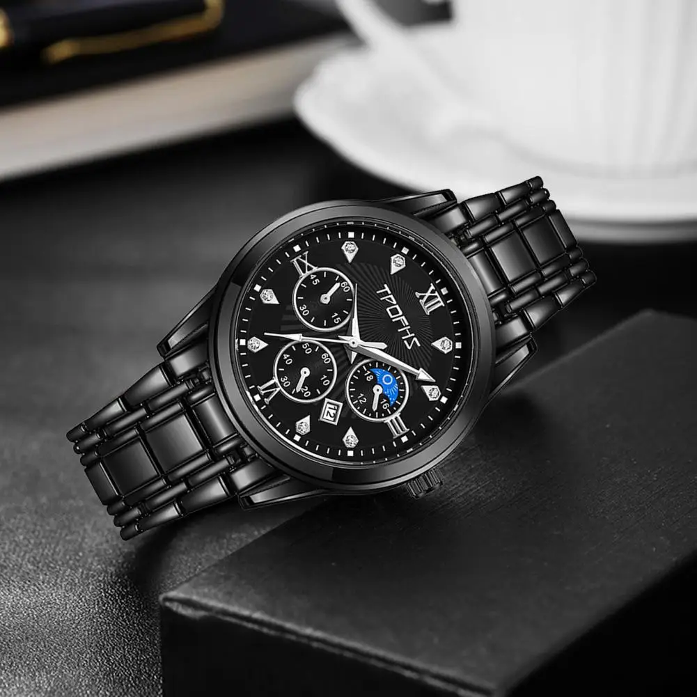 Reloj de pulsera de cuarzo para hombre, cronógrafo de lujo, fase lunar, ropa Formal de negocios