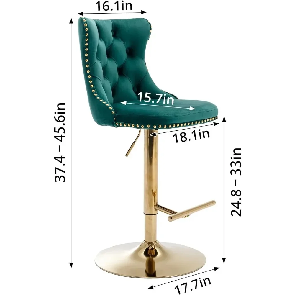 Taburetes de Bar giratorios, Juego de 4 taburetes de altura ajustable para mostrador, sillas de Bar tapizadas de terciopelo, Taburetes de Bar