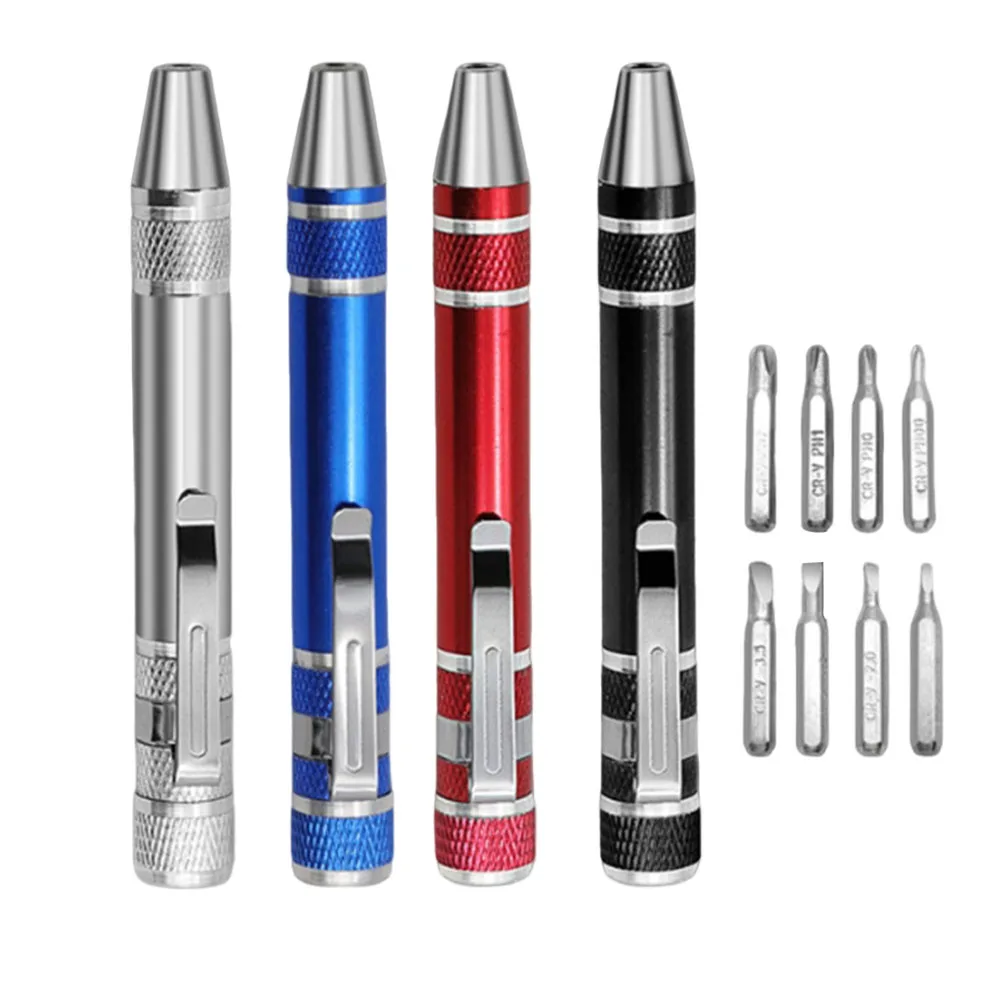 Für Präzisions-Schraubendreher, Taschenschraubendreher-Stift-Set, multifunktional, 8-in-1-Reparatur-Handschraubendreher für Handy-Handwerkzeug-Set