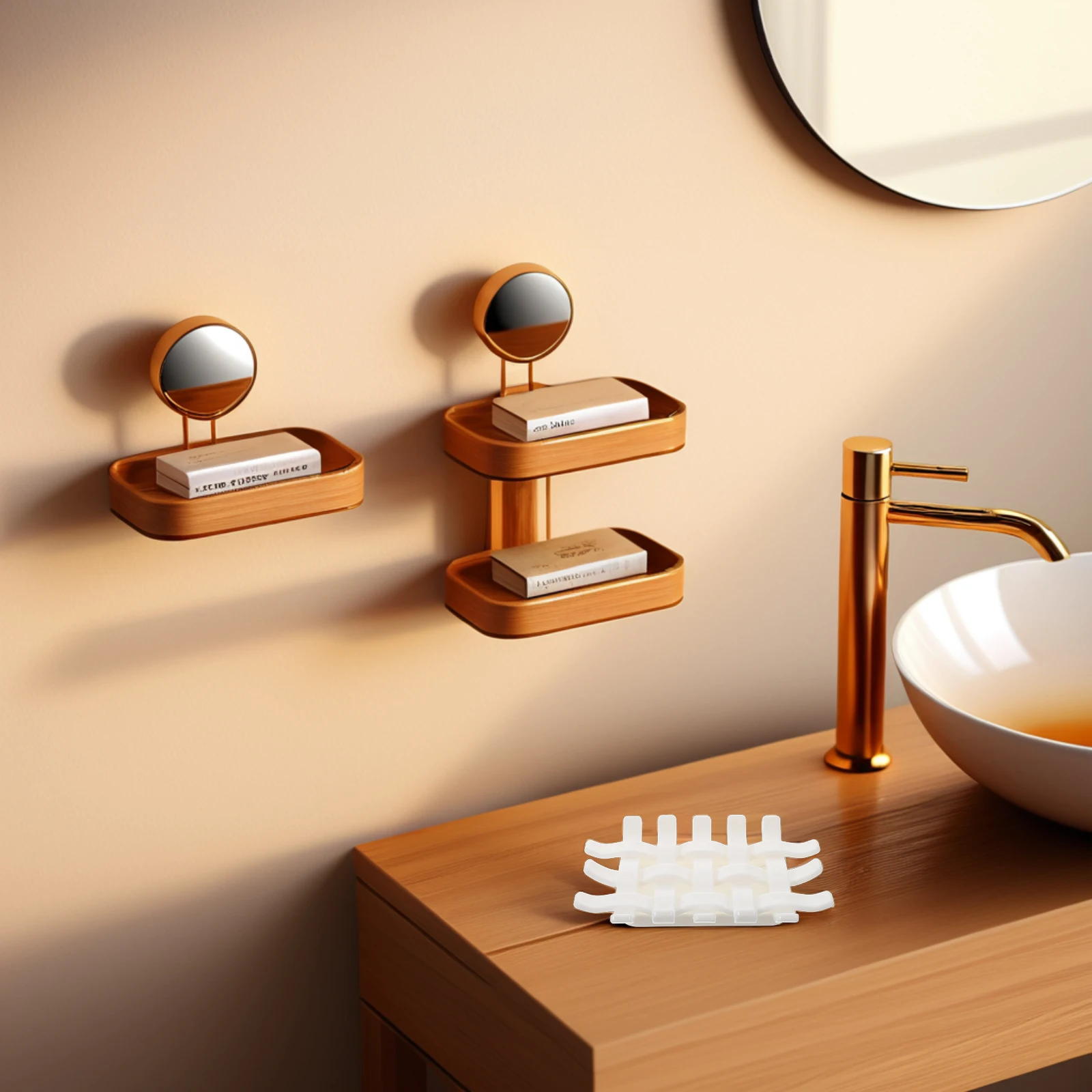 

1pcs Double Layer Soap Dish For Bathroom Minimalist Design No Drill Installation Self-Draining Plastic Soap Holder