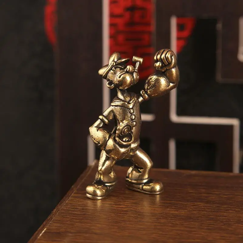 Retro Popeye Sailor Figure Ornament, premium brass material, multifunctional decor for home study, tea table and car decoration