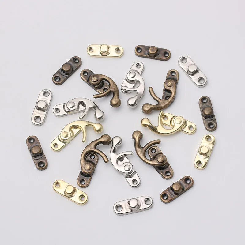 10PCS/Bag Vintage Metal Hardware Furniture Wooden Box Leather Bag Hardware Decorative Latch Clasps Lock Padlock Hasp With Screws