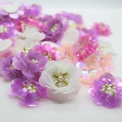 10pc/lot sewing flower beaded patches for clothing DIY rhinestone sequins Sew on patch embroidery appliques parche ropa