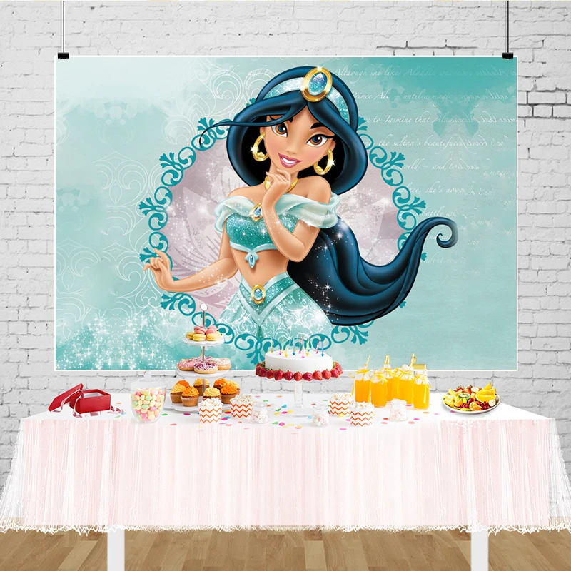 Disney Princess Jasmíne Backdrop Aladdin Fairy Tale Girls Birthday Party Custom Photography Background Photocall Decor Banner