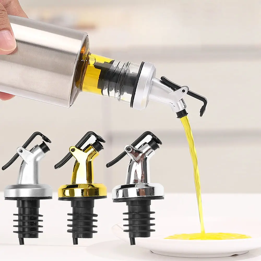 Oil Bottle Stopper Cap Dispenser Sprayer Lock Wine Pourer Sauce Nozzle Liquor Leak-Proof Plug Bottle Stopper Kitchen Tool