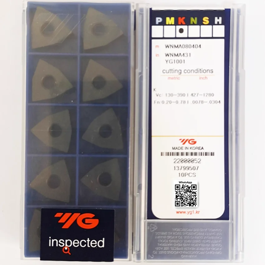 

WNMA080404 YG1001/WNMA080408 YG1001/WNMA080412 YG1001 Original YG Carbide Inserts CNC Turning Inserts 10PCS/BOX