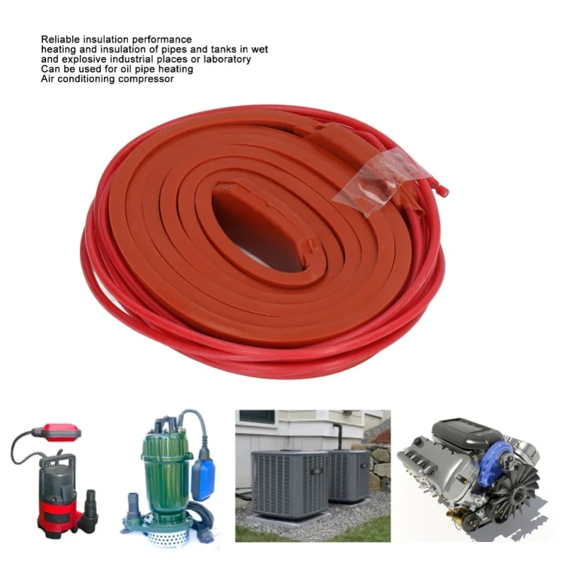 

Силиконовый нагревательный пояс, водонепроницаемый, мягкий, гибкий, для изоляции и обогрева маслопроводов, 15x1000 мм, 40 Вт, DC12V