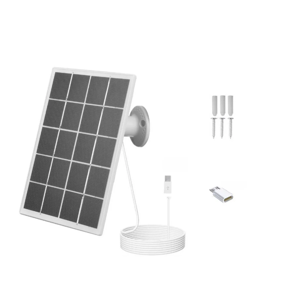 Monocrystalline Solar Charging Panel For Eufy Ring Security Cameras 5V 3.3W With 3 Meter Cable For Android Devices