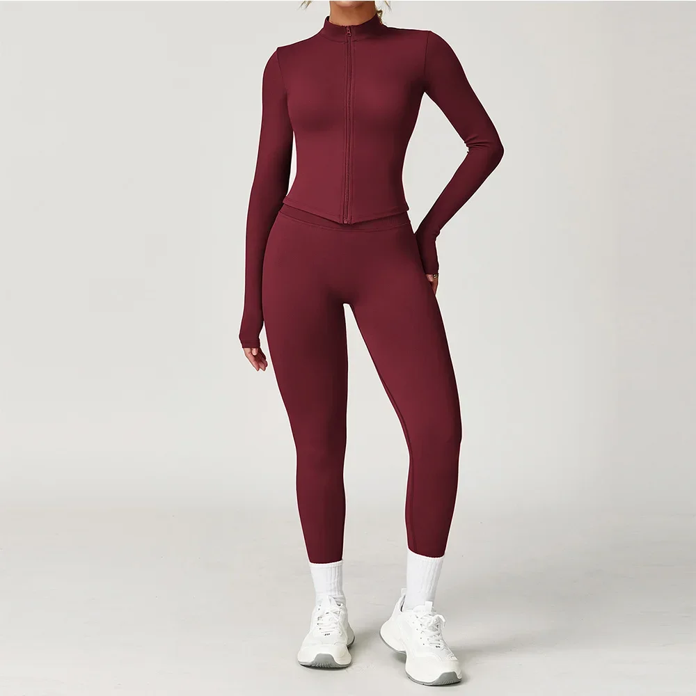 

Yoga Suit 2PCS Sports Set Women Gym Set Women Tracksuit Running Workout Long Sleeve Sports Shirt Yoga Clothing Seamless Leggings
