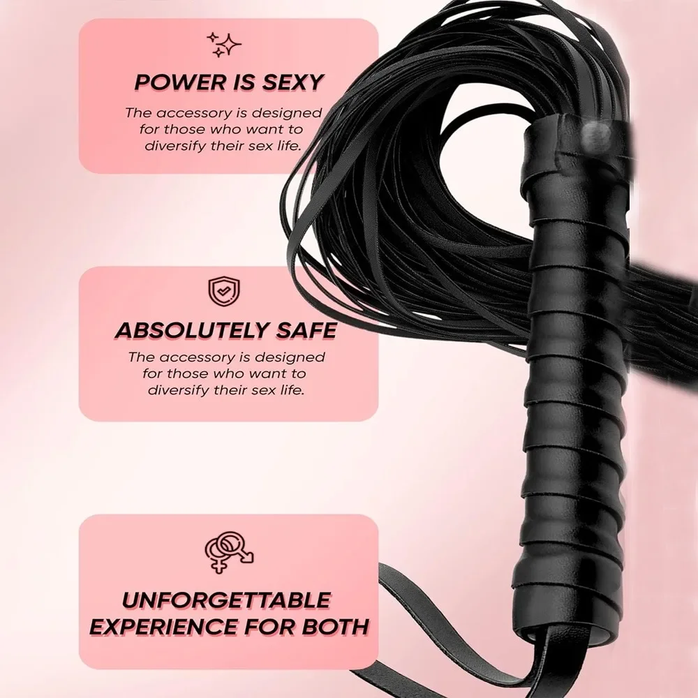 Faux Leather Pimp Whip Racing Riding Crop Party Flogger Queen Black Horse Riding Whip New image 4