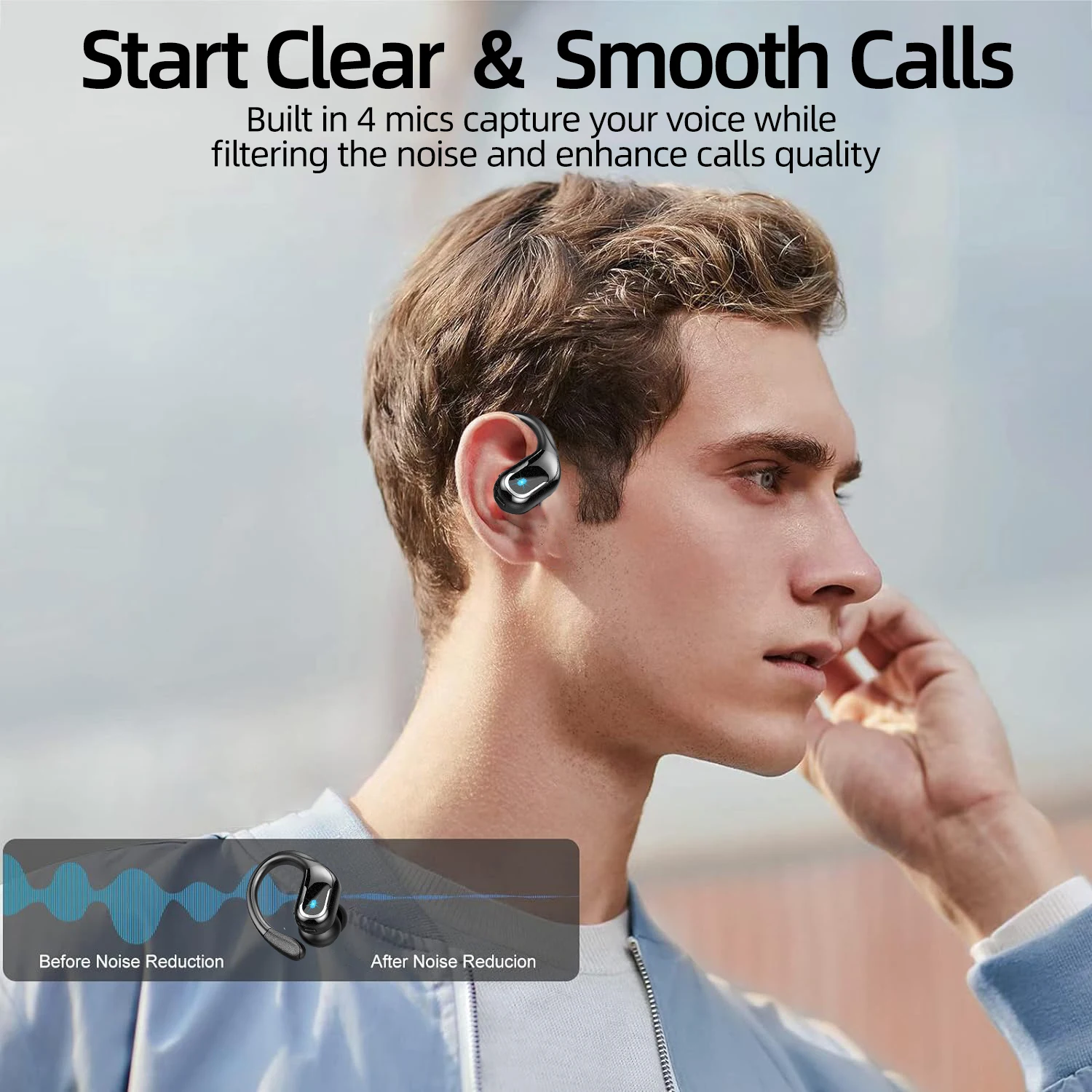 سماعات رأس لاسلكية داخل الأذن مع شاشة عرض LED سماعات أذن للركض والرياضة وسماعات أذن ، وسماعات أذن ، وصوت جهير خالص ، جديد