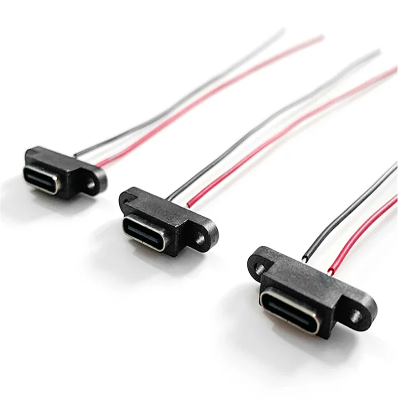 1-10pcs New Type-C 2 Pin Female USB C Socket Port With Screw Hole Fast Charge Charging Interface USB Connector cable image 4
