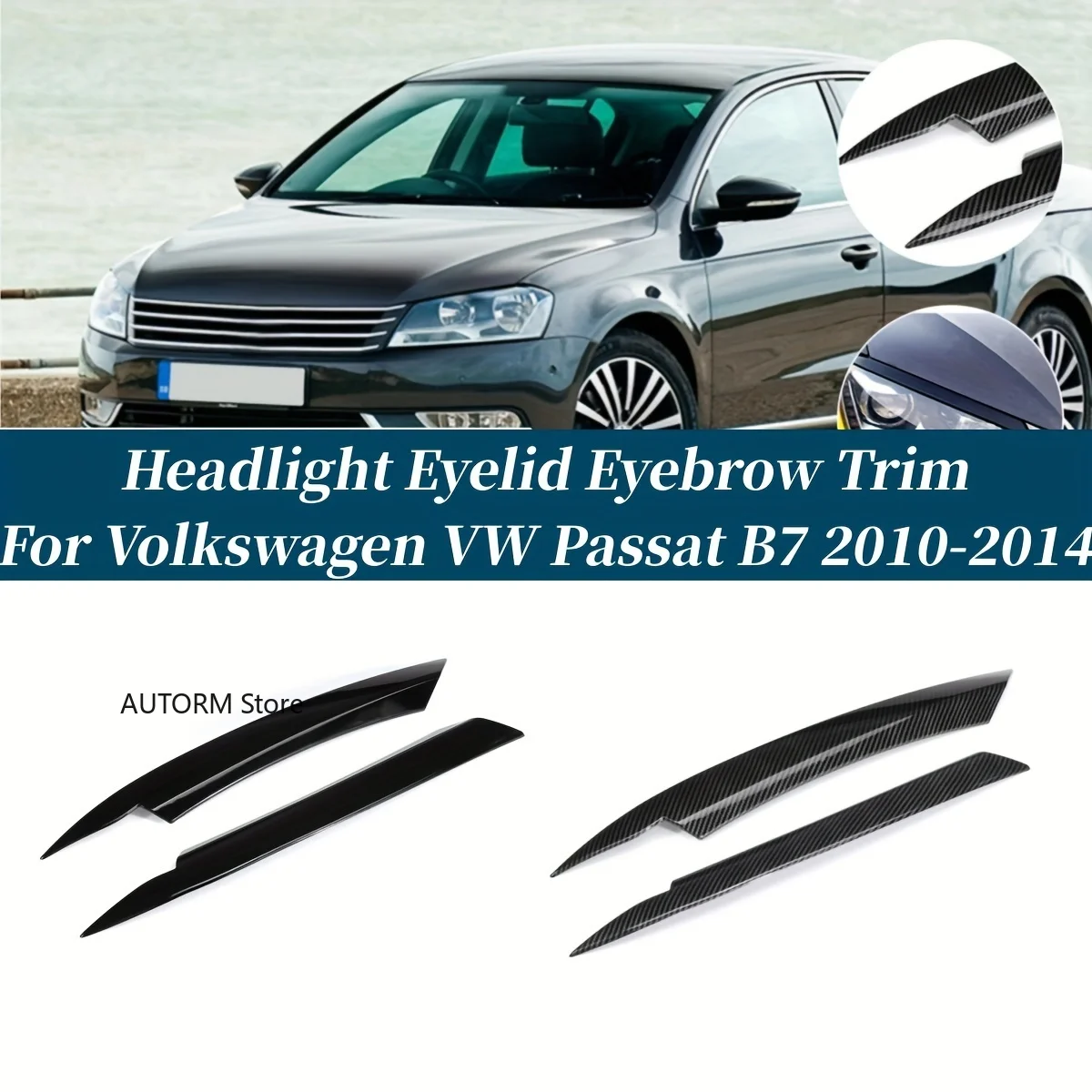 

Пара накладок на веко, наклейки, чехол из АБС-пластика для Volkswagen Passat B7 2010-2014, фары, брови, крышка фар автомобиля
