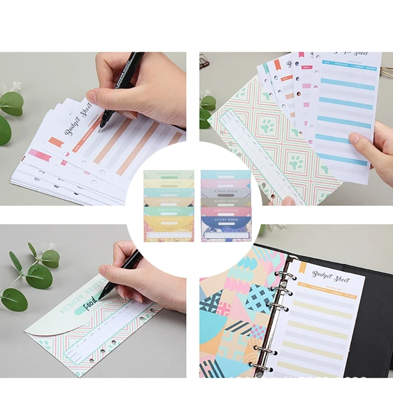 25Pcs 6-Holes Tracking Budget Sheets Budget Envelope and Marker Pen Set