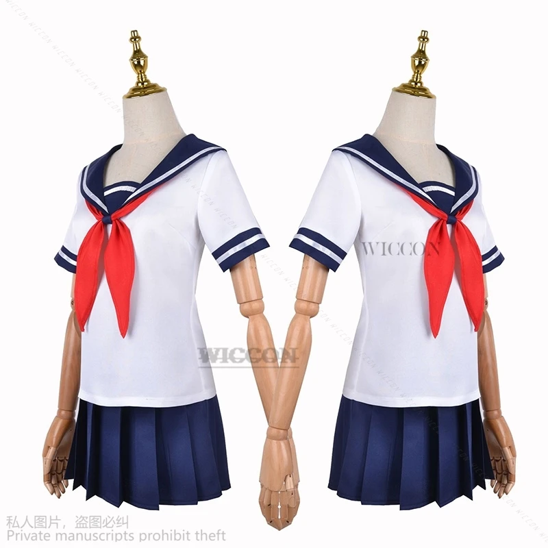 Yandere Simulator Ayano Aishi Cosplay Kostuums Spel Anime Meisjes Jk Uniform Osana Najimi T-Shirt Met Rok Zwarte Pruiken Set Party