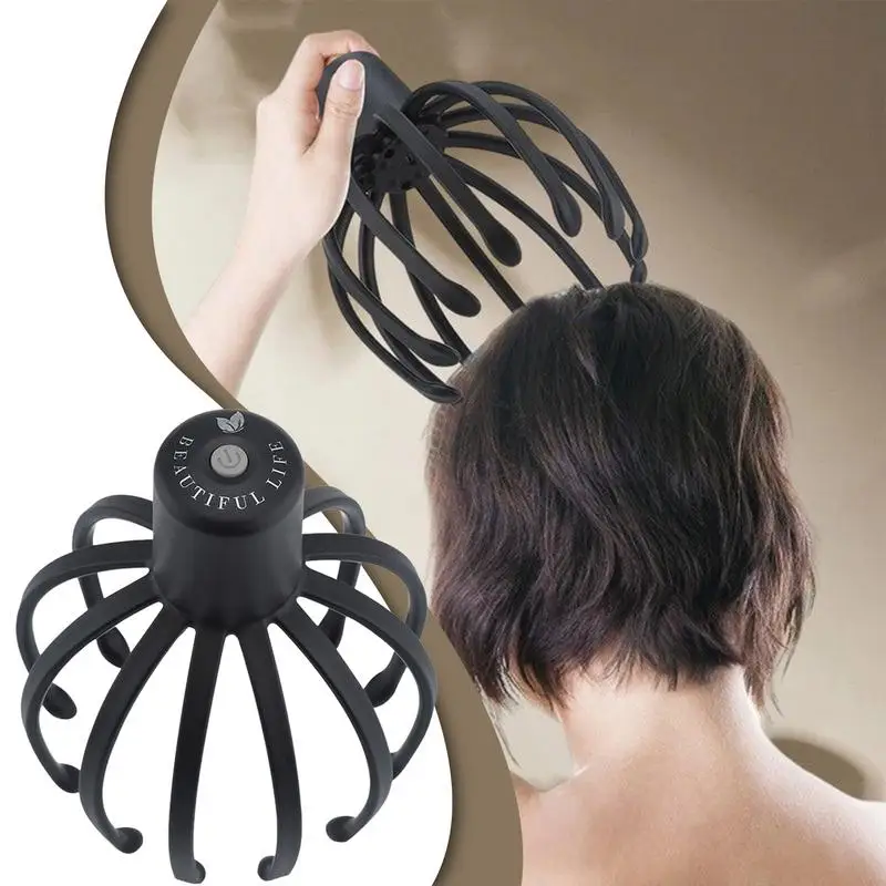 Octopus Electric Scalp Massager 360 Degree Stress Relief Head Massager Portable Hands Free Therapeutic Head Scratcher