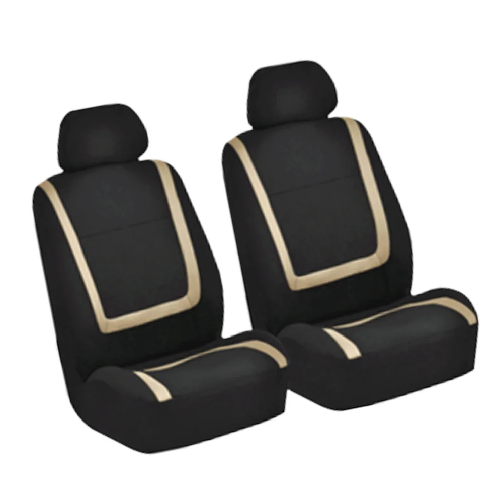 

4Pcs Car Seat Cover Universal Durable Thickened Front Seat Protector Airbag Compatible Car Interior Accessory Beige