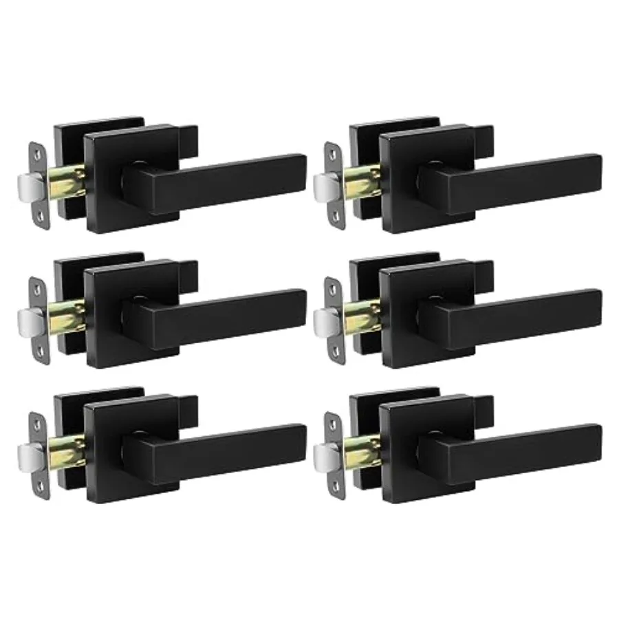 

Matte Black Door Handle Interior Door Knob Passage Levers Set No Lock,Heavy Duty Door Handle for Hall or Closet, Keyless Door L