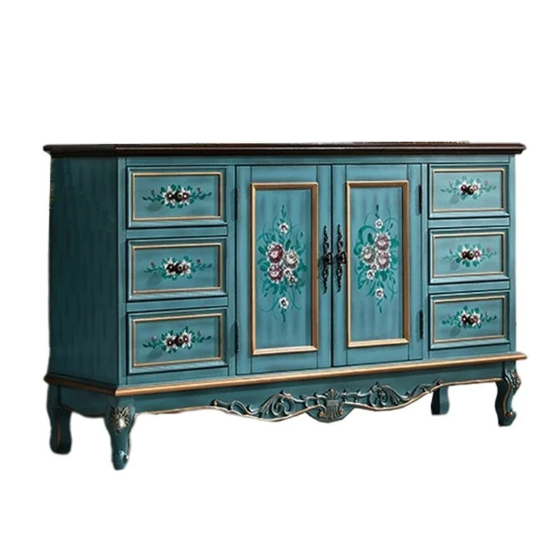 

Solid wood entrance cabinet preparation cabinet vintage painted storage