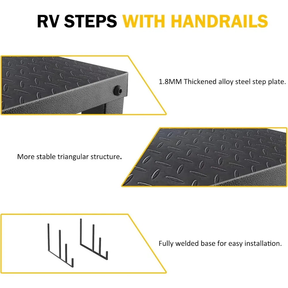 Swimming Pool Ladder Above Ground, RV Step Stool Ladder, Hot Tub Steps with Handrail, 660 lb Load Capacity Pool Stairs Pool Step