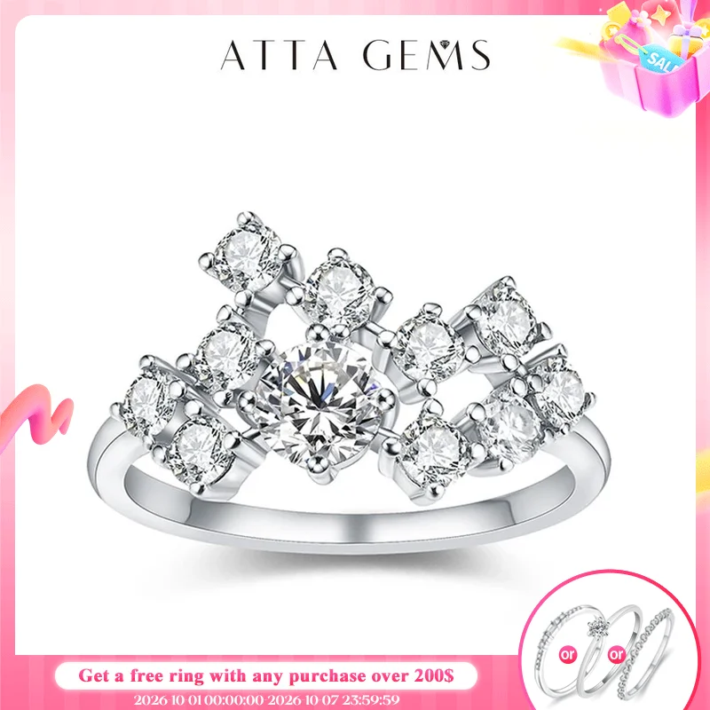 ATTAGEMS Moissanite Ring D Color 1.5ct Excellent Round Shape 5mm 925 18K Real Engagement Wedding Rings For Women Fine Jewelry