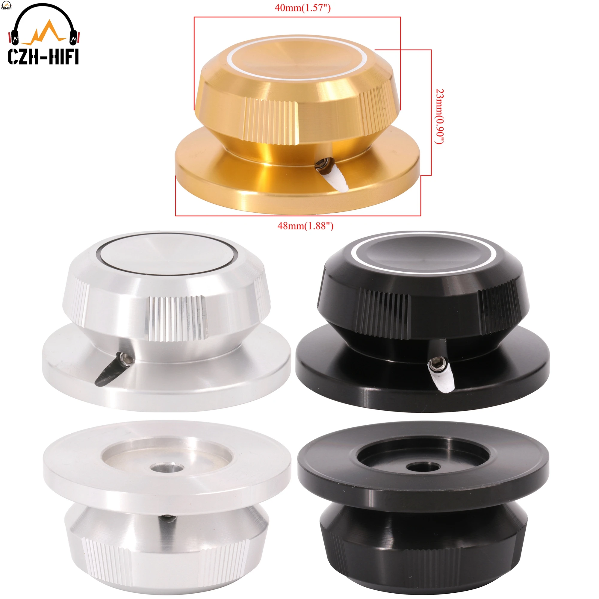 48x23 High End CNC Machined Solid Aluminum Knob for Audio Amplifier Potentiometer Volume Control DAC Radio Ratary Switch DIY