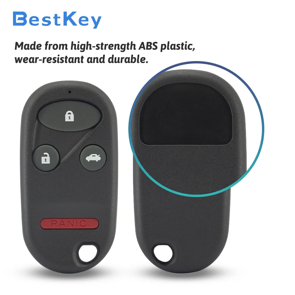 Best Key Exact Fit Key Shell 3 Button Panic FCC OUCG8D-344H-A Durable ABS Case for Honda Civic CR-V Element Insight 2001-2005