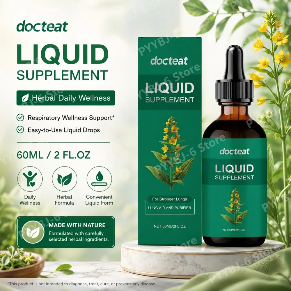 Docteat Herbal Liquid Supplement Drops 60 Ml (2 Fl Oz) Gentle Cleansing with Mint Leaf Extract and Gluconolactone Vitamin B1