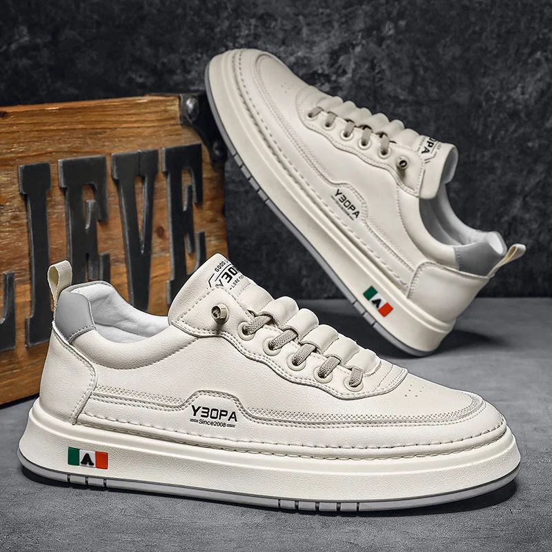 

Little White Shoes Men's Spring New Trendy Brand Versatile One-foot Pedal Sports Youth Leather Casual Skid Board Shoes=кроссовки