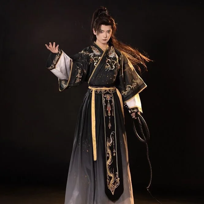 Spring and Summer Wei Han Clothing Gradient Embroidery Set Men's Women's Archaistic Ancient Costume