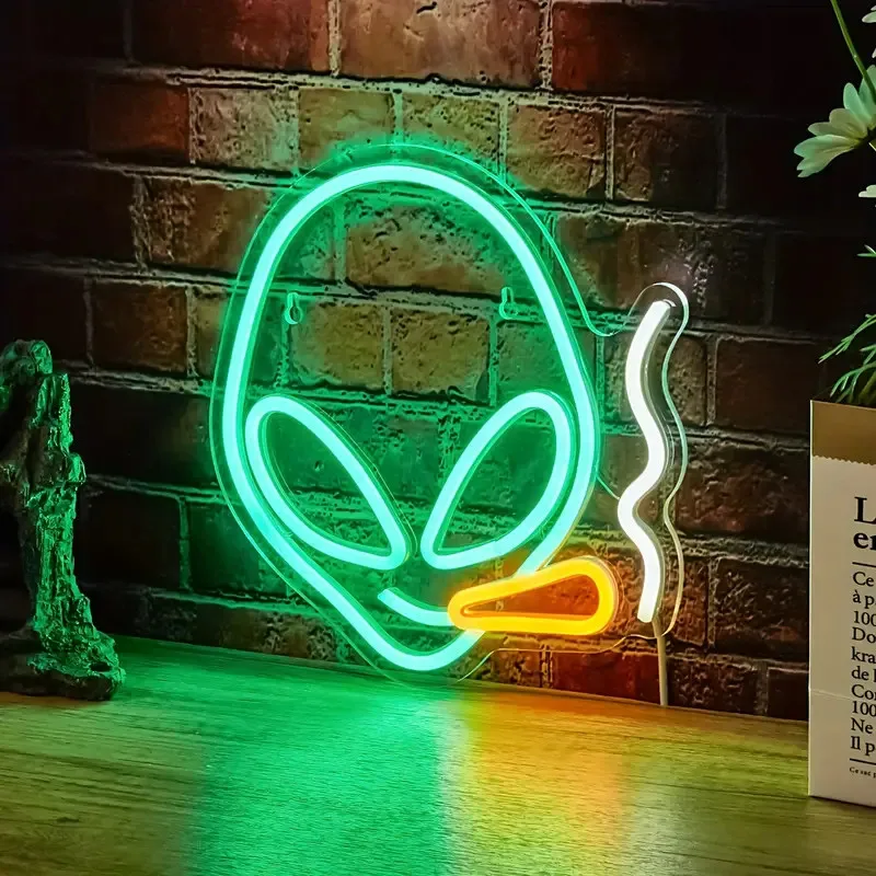 Decorative Alien Neon Light, Custom Led Neon Light, USB Powered Lamp, Multipurpose Wall Mounted Light Bedroom Gameroom Decor