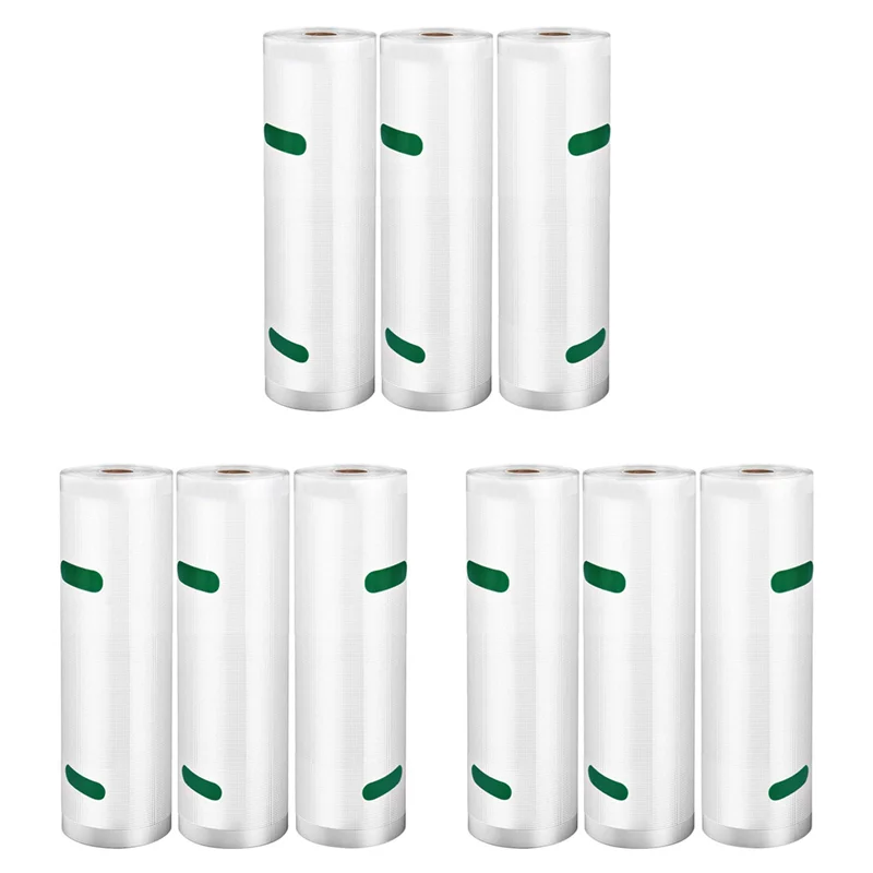 

RALCA-Vacuum Sealer Bags Rolls 9 Pack For Food Saver, Heavy Duty Vacuum Storage Bags For Sous Vide Cooking, Freezer