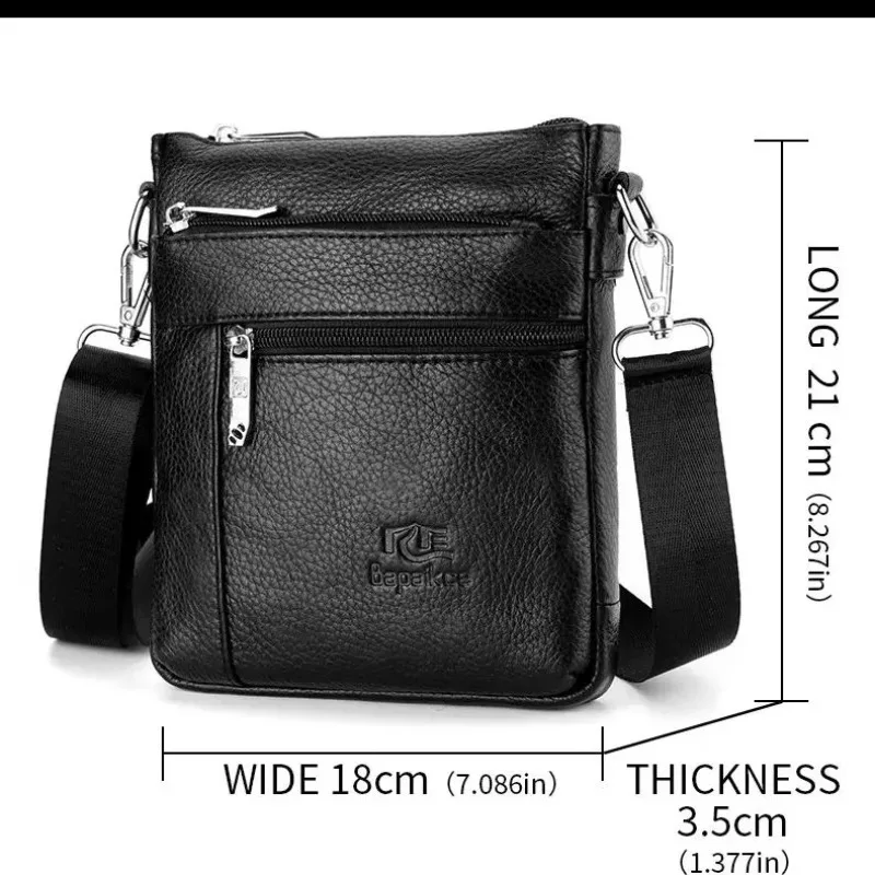 Vertical Leather Crossbody Bag for Men Stylish Shoulder Bag Top Grain Leather Business Messenger Bag