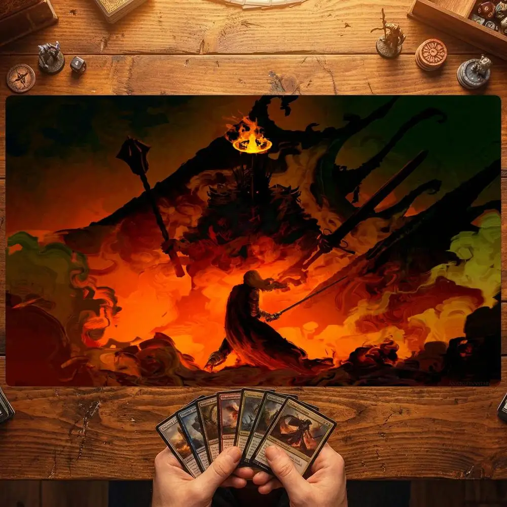 Hell Demon Mouse Pad Card Playmat Stitched with Magic Zones Game Mats Tabletop for MTG/TCG Card Battle Commander Gaming Mat