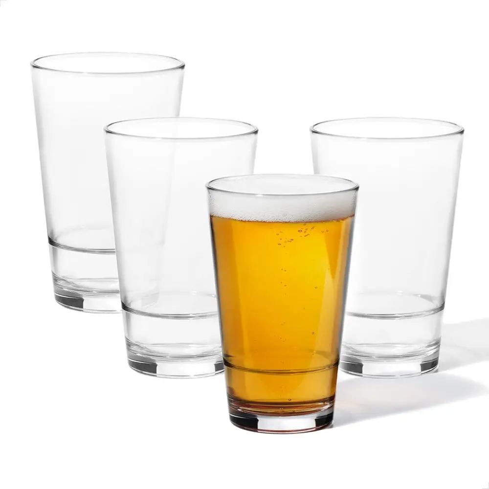 Set of 4 - 16oz Unbreakable Tritan Plastic Pint Glasses, Dishwasher Safe, Heat Resistant, Clear