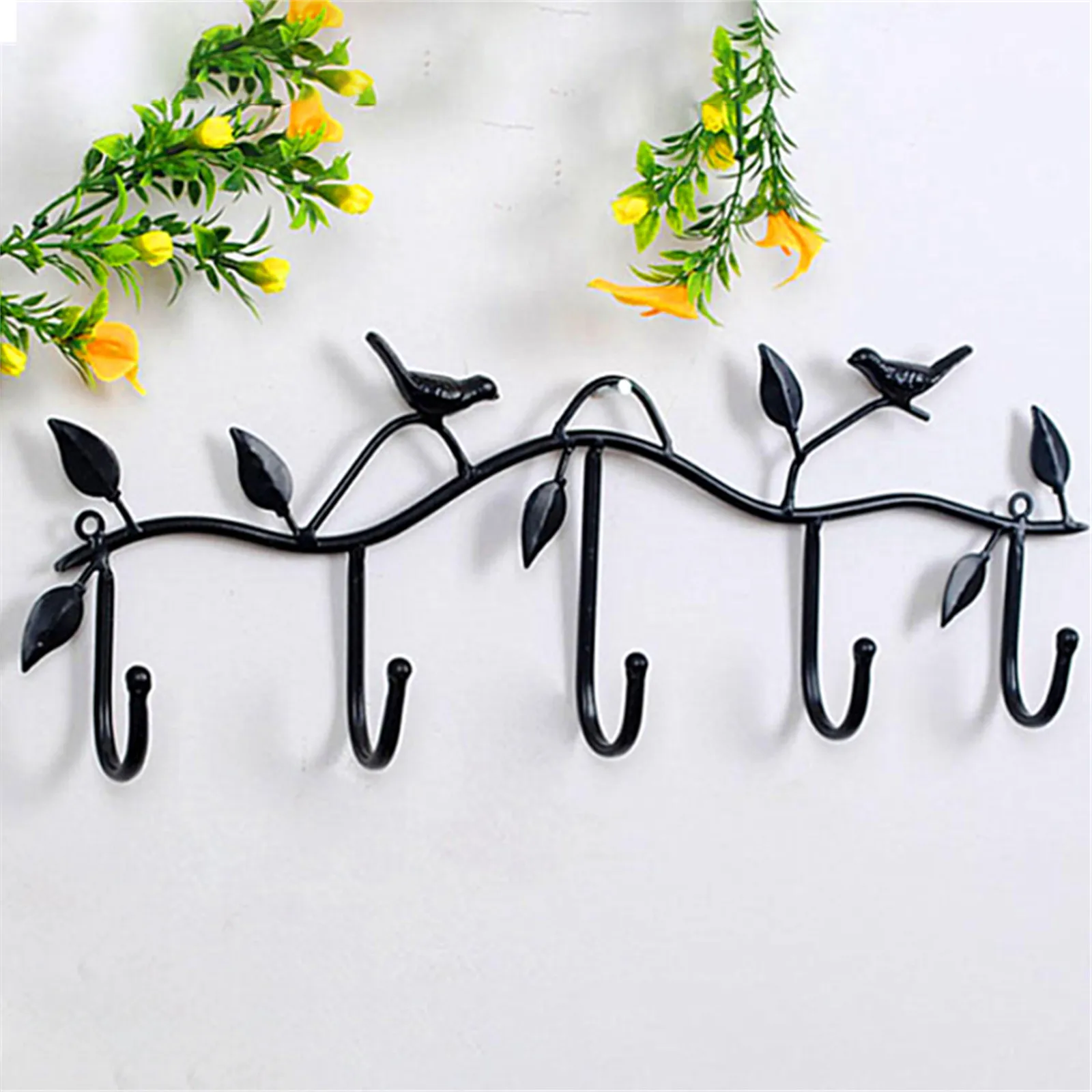 Mount Coat Hanger Wall Hooks Rack For 5 Hanging Hook Tools Rail Hook Mount Hanger Coat For Wall Jacket Hats Clothes Towel #40