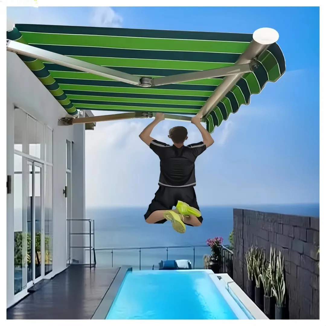 Any Size Custom Outdoor Retractable Awning High Density Polyester Material Anti Aging Sunproof Balcony Garden Patio General Shad