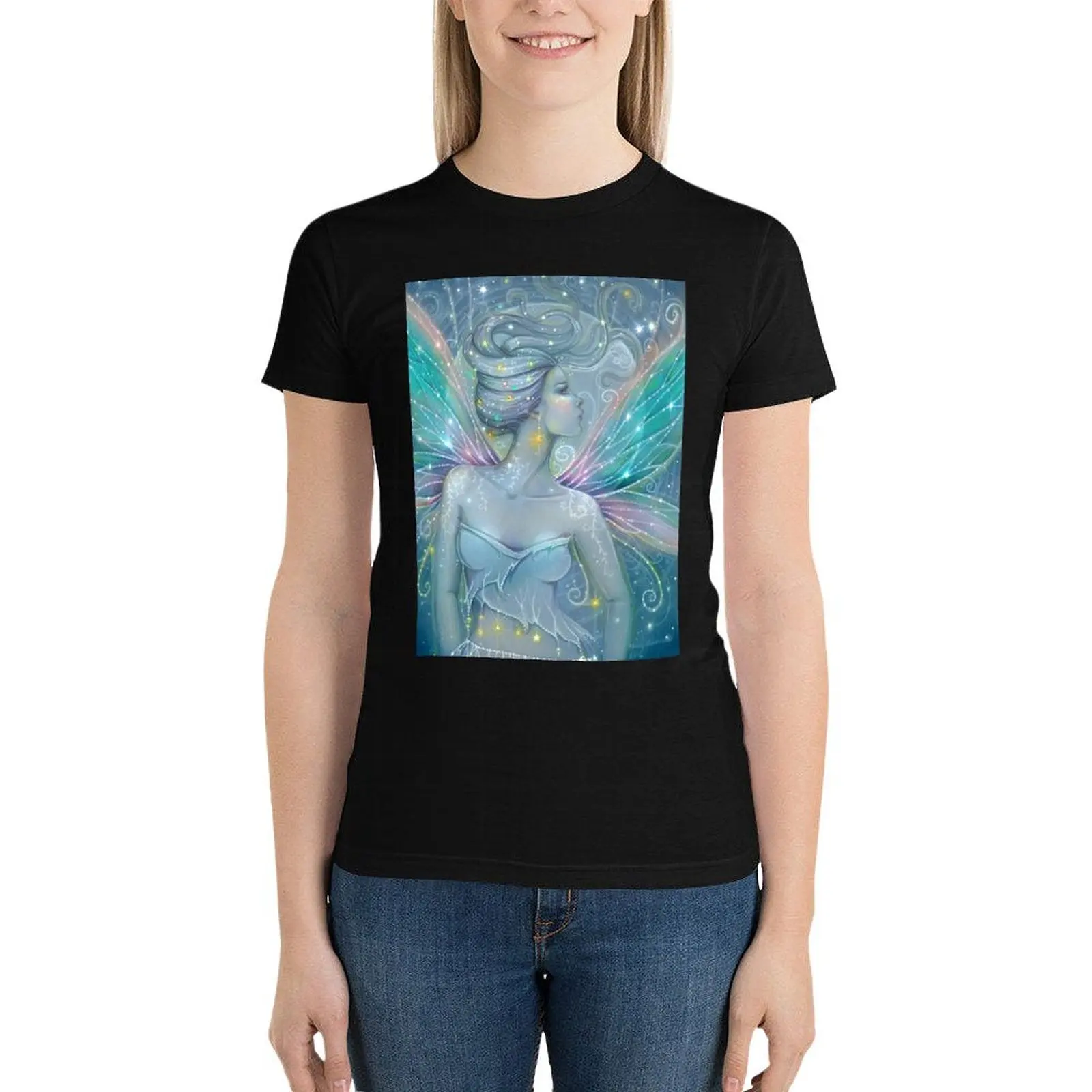 

Starry Night Fairy Mystical Fantasy Art Molly Harrison T-Shirt new edition summer clothes Woman clothing