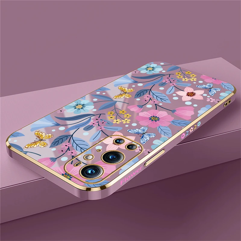 Retro Flowers Case For OnePlus 9 Pro 8 8T One Plus 1+8 1+8T 1+9 Nord 2 Lite CE2 3 Silicone Luxury Plating Phone Cover Coque