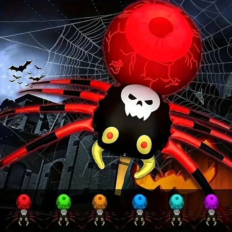 

Halloween Decorations PVC Inflatable Spider LED Glow in The Dark Spider Balloon Halloween Party Supplies Yard Scary Ornaments