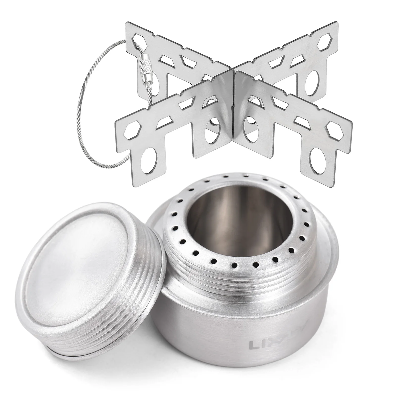 Portable Mini Aluminum Alloy Alcohol Stove with Lid and Cross Stand Outdoor Camping Hiking Backpacking