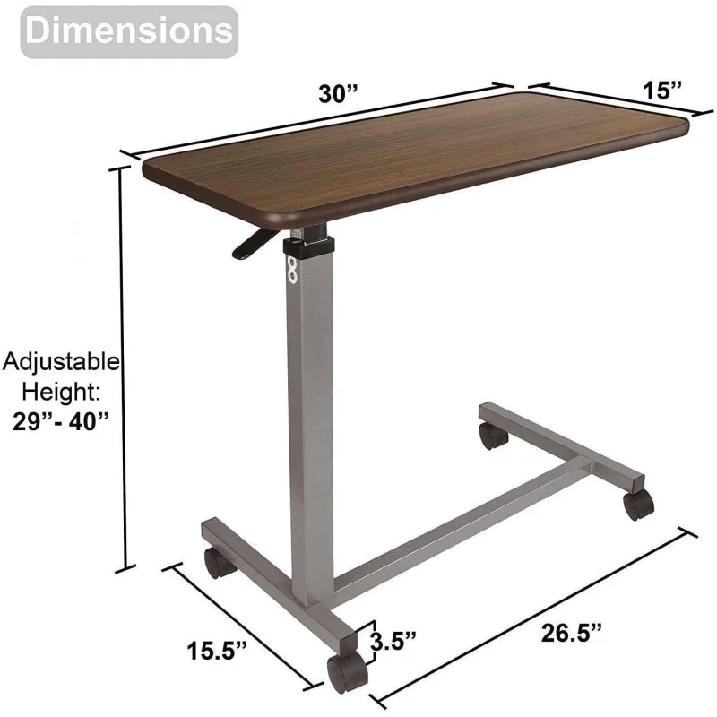 custom.Medical Adjustable Overbed Bedside Table With Wheels (Hospital and Home Medical Use)