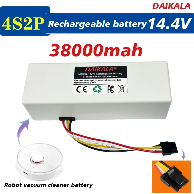 

14.4V 4s2p Battery for 1C Robot Cleaner P1904 MM 38000mAh Vacuum Cleaner Replacement Accessories White