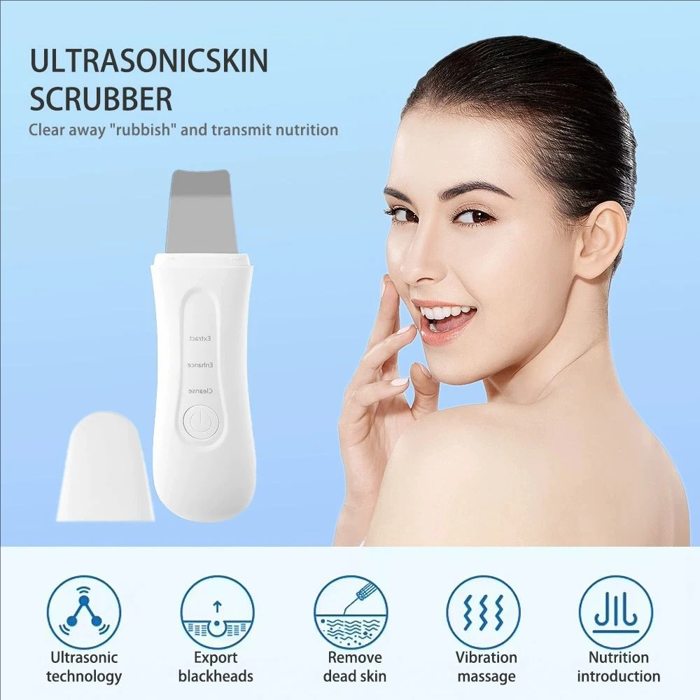 Ultrasone Huid Scrubber Peeling Comedondrukker Diepe Gezichtsreiniging Ultrasone Ion Acne Pore Cleaner Facial Schop Scrubber