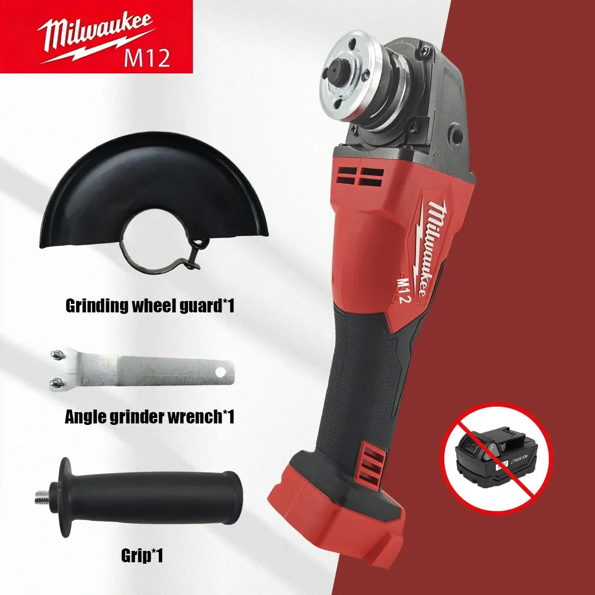 Milwaukee M12 M18 Brushless Angle Grinder Electric Cordless Power Tools with No-Lock Paddle Switch for Polishing And Cutting