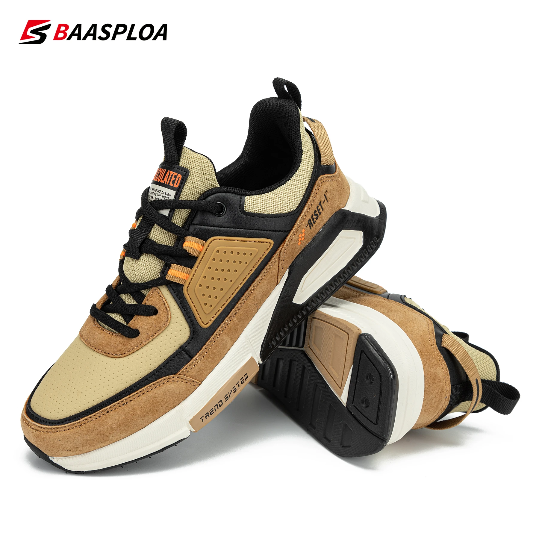 Baasploa 2023 nuevos zapatos informales impermeables para correr, zapatos Tenis de cuero de moda, zapatos deportivos antideslizantes resistentes al desgaste para hombre